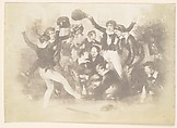 [Watercolor of Boys Playing], Unknown, Salted paper print from paper negative