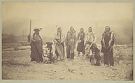 [Group of Native American Men, Telegraph Poles in Background], Unknown, Albumen silver print from glass negative