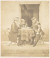 The Council of War on the Morning of the Taking of the Mamelon. Lord Raglan, Omar Pasha, Marshal Pélissier, Roger Fenton British, Albumen silver print from glass negative
