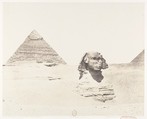 Djîzeh (Nécropole de Memphis), Sphinx et Pyramides, Félix Teynard French, Salted paper print from paper negative