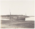 Louksor, Petit Bras du Nil - Barque de Voyageurs, Félix Teynard French, Salted paper print from paper negative