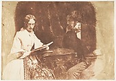 Couple Seated, Woman Reading, Hill and Adamson British, Scottish, Salted paper print from paper negative