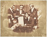 Prof. Fraser, Rev. Welsh, Rev. Hamilton, and Three Other Men, Hill and Adamson British, Scottish, Salted paper print from paper negative