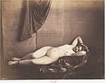 [Reclining Nude], Julien Vallou de Villeneuve  French, Salted paper print from paper negative