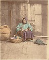 [Chinese Woman Sitting with Basket], Raimund von Stillfried  Austrian, Albumen silver print from glass negative with applied color
