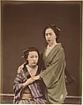 Professional Singers, Suzuki Shin'ichi  Japanese, Albumen silver print from glass negative with applied color