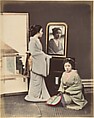 [Japanese Women in Traditional Dress], Suzuki Shin'ichi  Japanese, Albumen silver print from glass negative with applied color