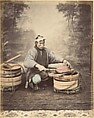 [Japanese Man Preparing a Fish], Suzuki Shin'ichi  Japanese, Albumen silver print from glass negative with applied color