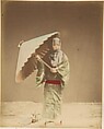 [Japanese Woman with Parasol], Suzuki Shin'ichi  Japanese, Albumen silver print from glass negative with applied color