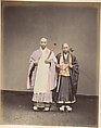 [Two Japanese Men in Traditional Dress], Suzuki Shin'ichi  Japanese, Albumen silver print from glass negative with applied color