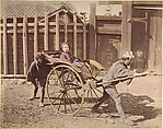 [Japanese Woman Posing in a Carriage], Unknown, Albumen silver print from glass negative with applied color