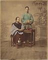 [Portrait of a Chinese Couple], Unknown, Albumen silver print from glass negative with applied color