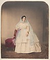 [Portrait in a White Dress], Pierre-Louis Pierson (French, 1822–1913), Salted paper print from glass negative with applied color