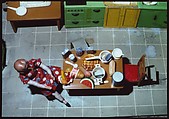 New Kitchen/Aerial View/Seated, Laurie Simmons American, Silver dye bleach print