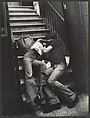 [Street Scene: Couple Kissing on Building Steps, New York City, Leon Levinstein (American, Buckhannon, West Virginia 1910–1988 New York), Gelatin silver print