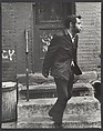 [Man in Dark Jacket Descending Apartment Steps, New York City], Leon Levinstein (American, Buckhannon, West Virginia 1910–1988 New York), Gelatin silver print