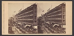 The Embassy Leave the Metropolitan for the City Hall, the Seventh Regiment Form a Hollow Square With the Carriages of the Embassy in the Middle, Edward Anthony  American, Albumen silver print from glass negative