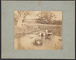 [Three Children and a Dog Playing in the Creek, July 4, 1883], Thomas Eakins  American, Albumen silver print
