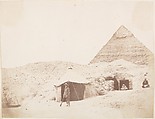 [The Photographer before his Tent on the Site of the Pyramid of Khafre (Chephren)], George Wilson Bridges (British, 1788–1864), Salted paper print from paper negative