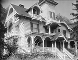 [Folk Victorian House with Jigsaw Ornament Gables and Porch, Nyack, New York], Walker Evans  American, Glass negative