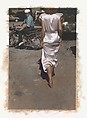 Silk Dress Coming, Ann Rhoney  American, Gelatin silver print with applied color