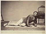 [Man in Chainmail Tunic Posing as a Dying Soldier], Adrien Constant de Rebecque  Swiss, Albumen silver print from collodion glass negative