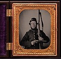 [Union Private with Musket and Pistol], Unknown (American), Tintype with applied color