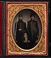 [Union Officer and Private, Standing at Attention, with Sword and Rifle with Fixed Bayonet], Unknown (American), Tintype