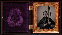 [Union Private with Musket and Pistol], Unknown (American), Tintype with applied color