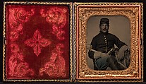[Union Cavalry Soldier, Seated, with Sword and Handgun], Unknown (American), Tintype with applied color