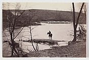 [View of Mounted Soldier? Watering his Horse in Bull Run, Blackburn's Ford, Virginia], George N. Barnard  American, Albumen silver print from glass negative