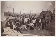 Laborers at Quartermaster's Wharf, Alexandria, Virginia, Andrew Joseph Russell  American, Albumen silver print from glass negative
