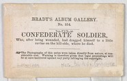 Confederate Soldier [on the Battlefield at Antietam], Alexander Gardner (American, Glasgow, Scotland 1821–1882 Washington, D.C.), Albumen silver print from glass negative