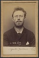 Aguéli Gustave. 24 ans, né à Sala (Suède) le 24-5-69. Artiste-peintre. Anarchiste. 14-3-94., Alphonse Bertillon (French, 1853–1914), Albumen silver print from glass negative