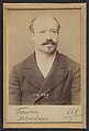 Favre. Sébastien. 36 ans, né à St Étienne (Loire). Négociant. Port d'arme prohibée, anarchiste. 20/2/94., Alphonse Bertillon (French, 1853–1914), Albumen silver print from glass negative