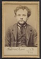 Favre. Pierre, Maurice. 29 ans, né le 30/11/64. Ciseleur. Anarchiste. 15/3/94., Alphonse Bertillon (French, 1853–1914), Albumen silver print from glass negative