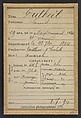 Dutheil. Louis. 29 ans, né le 28/7/64 à Maisonnais (Ht Vienne). Tailleur d'habits. Anarchiste. 3/7/94., Alphonse Bertillon (French, 1853–1914), Albumen silver print from glass negative
