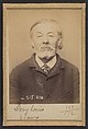 Dery. Louis. 60 ans, né à Cobugny (Nièvre). Cordonnier. Anarchiste. 9/3/94., Alphonse Bertillon (French, 1853–1914), Albumen silver print from glass negative