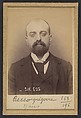 Recco. Grégoire. 35 ans, né à Formia (Italie). Tailleur d'habits. Anarchiste. 11/3/94., Alphonse Bertillon (French, 1853–1914), Albumen silver print from glass negative