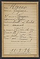 Recco. Grégoire. 35 ans, né à Formia (Italie). Tailleur d'habits. Anarchiste. 11/3/94., Alphonse Bertillon (French, 1853–1914), Albumen silver print from glass negative