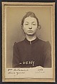 Zanini. Marie (veuve Milanaccio). 28 ans, née à Turin (Italie). Cuisinière. Vol. 18/3/94., Alphonse Bertillon (French, 1853–1914), Albumen silver print from glass negative