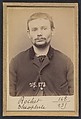 Rochet. Théophile. 24 ans, né à Rennes (Ille-et-Vilaine) le 7/6/69. Cordonnier. Anarchiste. 18/3/94., Alphonse Bertillon (French, 1853–1914), Albumen silver print from glass negative