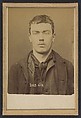 Rossi. Guillaume. 20 ans, né le 8/3/71 à Biel (Italie). Serrurier. Vagabondage. 15/1/95., Alphonse Bertillon (French, 1853–1914), Albumen silver print from glass negative