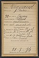 Vignaud. Antoine. 32 ans, né à Cussey (Allier). Cordonnier. Vol anarchiste. 21/3/94., Alphonse Bertillon (French, 1853–1914), Albumen silver print from glass negative