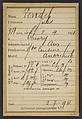 Vendel. Jules. 34 (ou 33) ans, né le 2/4/61 à Chevry (Ain). Garçon de cuisine. Anarchiste. 2/7/94., Alphonse Bertillon (French, 1853–1914), Albumen silver print from glass negative