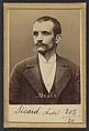 Sicard. André. 32 ans, né à Nîmes le 25/10/62. Bijoutier. Anarchiste. 2/7/94., Alphonse Bertillon (French, 1853–1914), Albumen silver print from glass negative