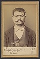 Sigel. Jacques. 24 ans, né à Kuttalsheim (Bas Rhin). Bijoutier. Anarchiste. 26/2/94., Alphonse Bertillon (French, 1853–1914), Albumen silver print from glass negative