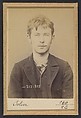 Solier. Auguste. 18 ans, né le 3/3/75 à Cemery-la-Ville. Dessinateur. Anarchiste. 12/1/94., Alphonse Bertillon (French, 1853–1914), Albumen silver print from glass negative