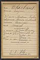 Thiebaut. Eugène. 35 (ou 36) ans, né à Château-Salin (Menthe & Moselle). Couvreur. Anarchiste. 3/3/94, Alphonse Bertillon (French, 1853–1914), Albumen silver print from glass negative