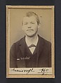 Baerisvuyl. Frédéric, Jean. 28 ans, né à Fribourg (Suisse). Ébéniste. Anarchiste. 8/1/93., Alphonse Bertillon (French, 1853–1914), Albumen silver print from glass negative